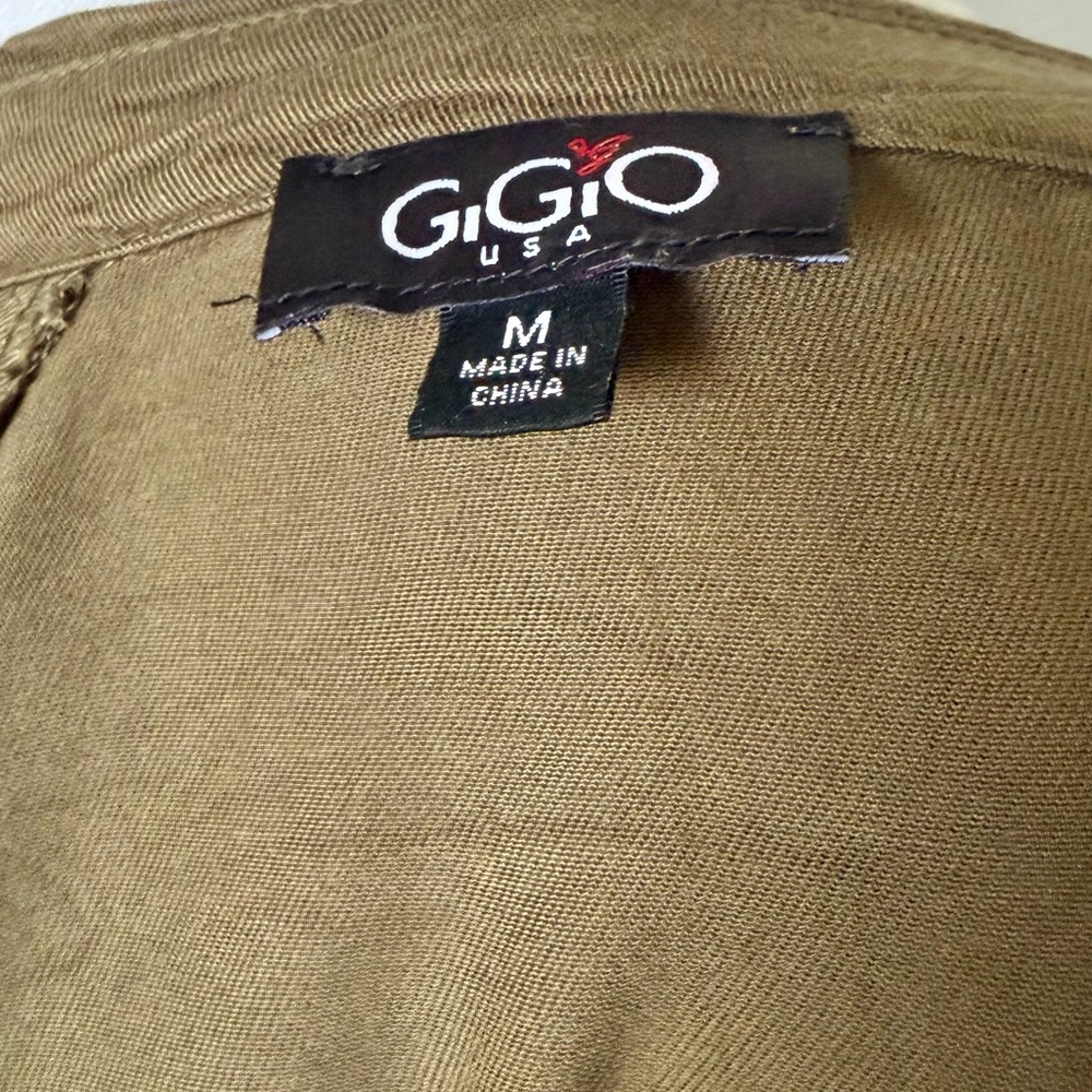 100% Cotton Olive Green Belted Shirt Dress - Picture 3 of 14